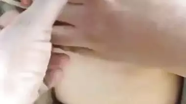 Village girl in ladder showing round boobs and fat pussy