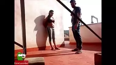 Bangladeshi porn of a milf and a guy fucking on the terrace