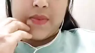 Cute girlfriend video call to lover shows big boobs