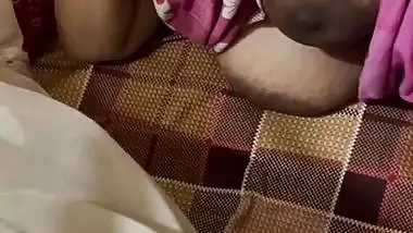 Son masturbating before mom with her big boobs shown