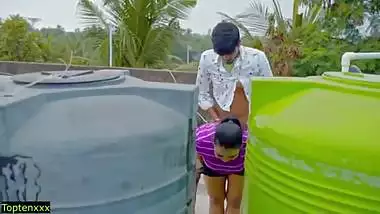 Hindi real Hot Sex at roof! Plz Don't Cum Inside pussy